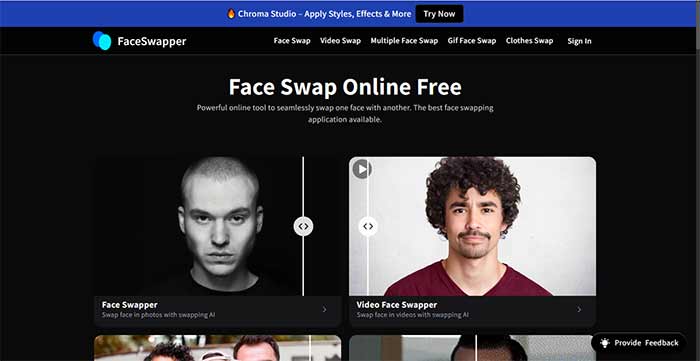 تشخیص چهره سایت تشخیص چهره FaceSwapper.ai