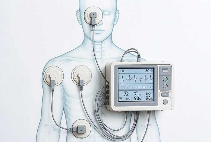 اتصال سنسورهای دستگاه مانیتورینگ به بدن